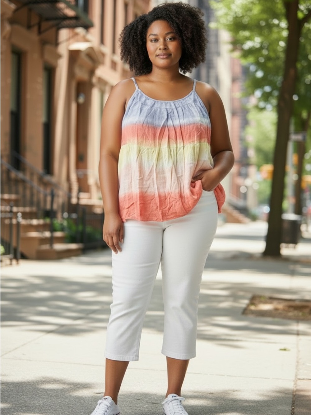 torrid Multicolor Ombre Tank with White Capri Pants